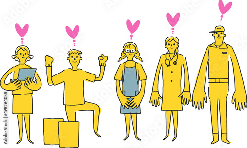 ボランティア活動をする人々　イラスト素材
