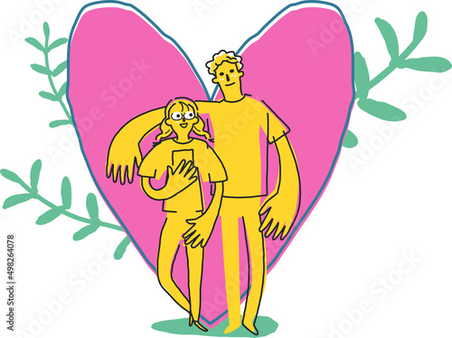 愛情を確かめ合うカップルたち　イラスト素材					
