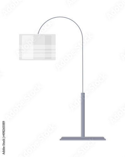 Stylish gray floor lamp isometric icon vector illustration. Curved modern electricity torchere cosiness decorative design isolated. Elegance illumination spotlight equipment tall bright accessory