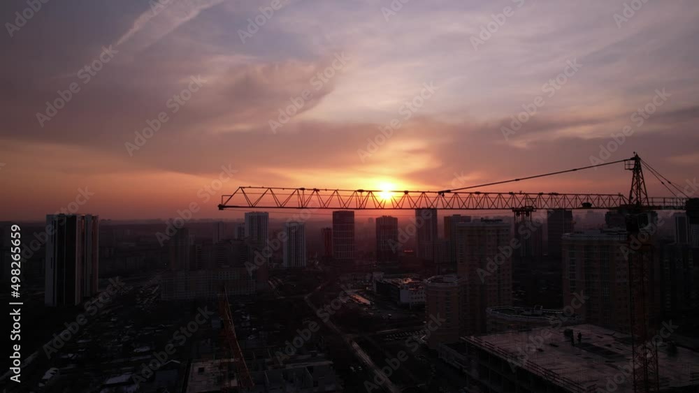 Sunset on building crane Sunset on building crane