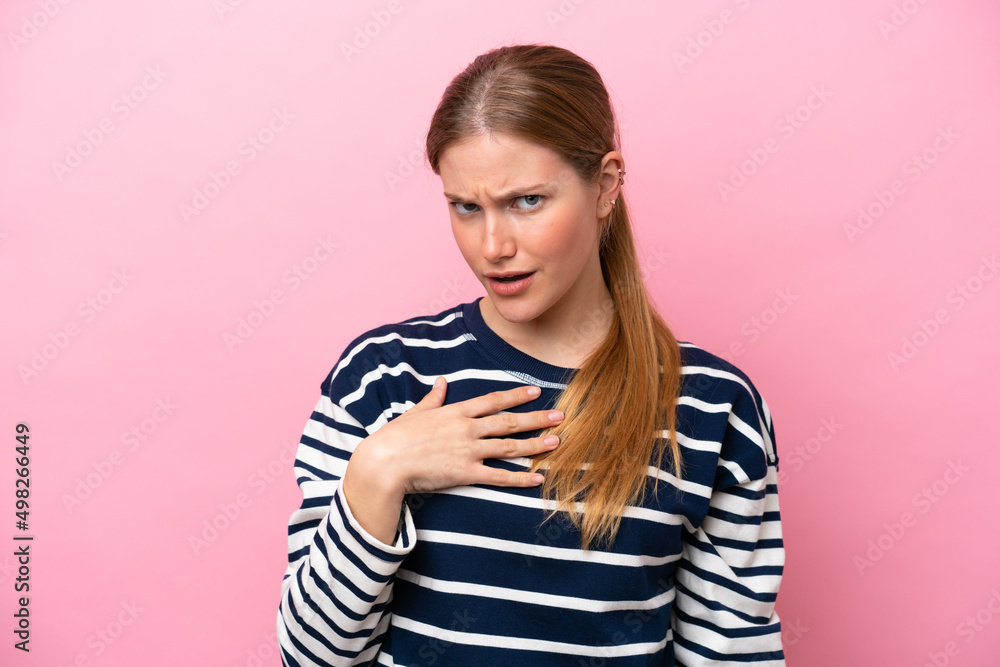 Young caucasian woman isolated on pink background pointing to oneself Young caucasian woman isolated on pink background pointing to oneself