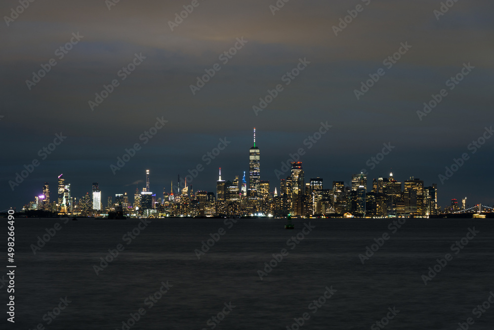 New York skyline from New Jersey at night