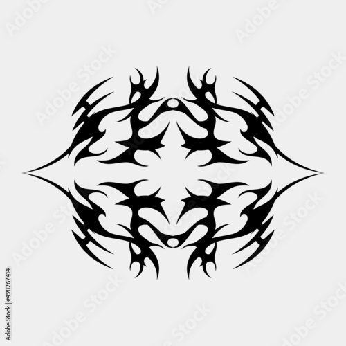 vector tribal tattoo, sharp, spooky, mystery, spiritual, metal, gothic, body decoration, henna, contour, sharp, black, background, individual, shape, abstract
