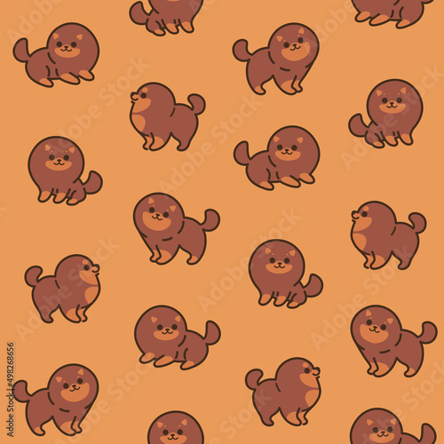 Cartoon happy spitz - simple trendy pattern with dog. Flat vector illustration for prints, clothing, packaging and postcards. 