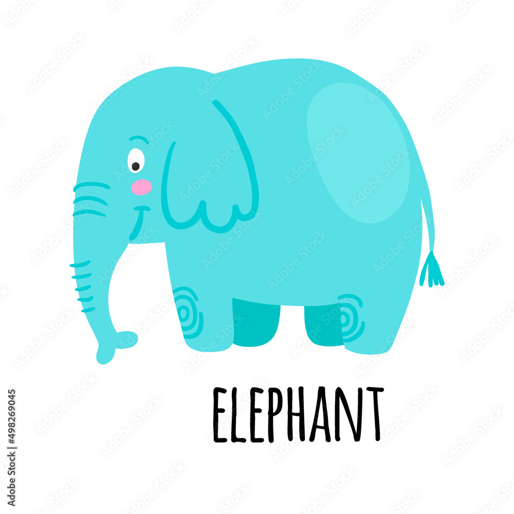 Blue elephant clipart. African animal vector illustration isolated on white background Blue elephant clipart. African animal vector illustration isolated on white background