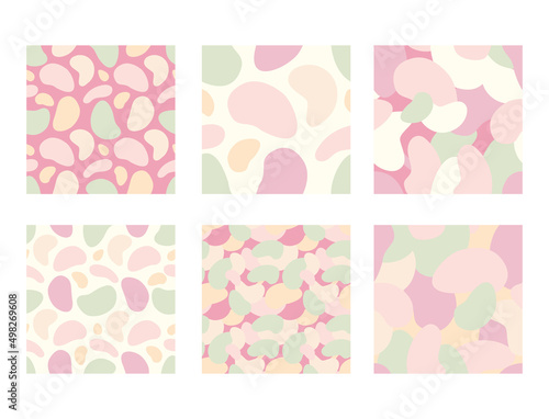 Set of Seamless camouflage patterns in pastel colors. Vector illustration