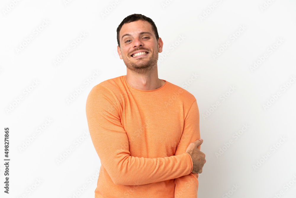 Brazilian man over isolated white background laughing Brazilian man over isolated white background laughing
