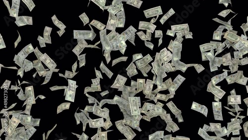 Splash of a pile of money isolated with alpha