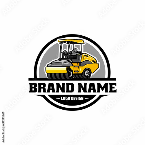 Road works, Pneumatic Roller logo vector