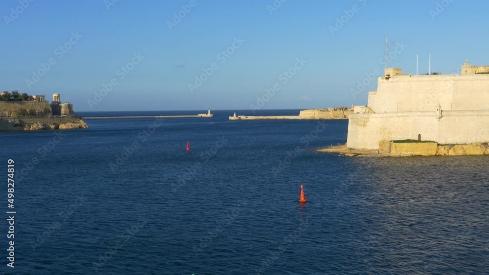 The entrance to Valletta's Grand Harbour as seen from Senglea Peninsula. The entrance to Valletta's Grand Harbour as seen from Senglea Peninsula.