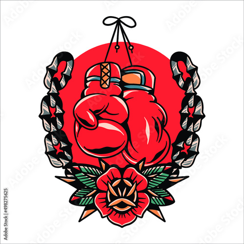 boxing glove tattoo vector design