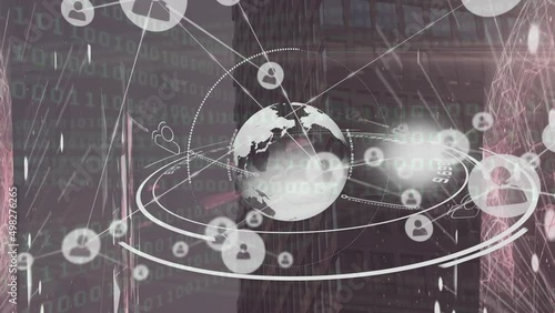 Wallpaper Mural Animation of globe and data processing over globe and network of connections Torontodigital.ca