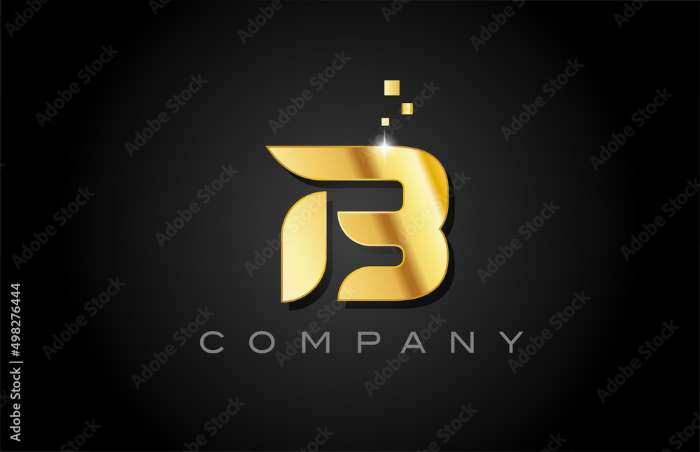 metal gold B alphabet letter logo icon design. Creative template for company with dots metal gold B alphabet letter logo icon design. Creative template for company with dots