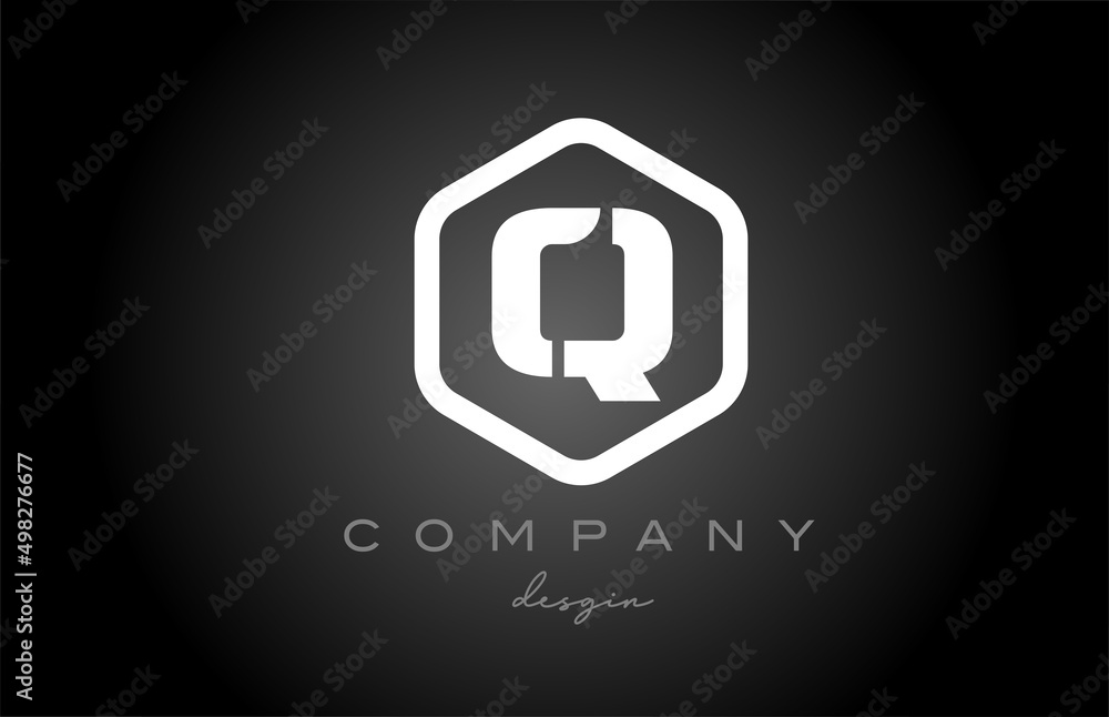 Q black white hexagon alphabet letter logo icon design. Creative template for business and company Q black white hexagon alphabet letter logo icon design. Creative template for business and company