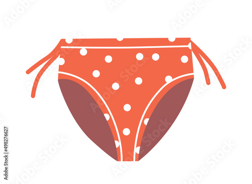 Classic Women Underpants Isolated on White Background. Red Female Underwear Clothing with White Polka Dots Print