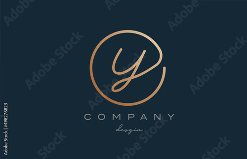 brown joined Y alphabet letter logo icon design. Handwritten connected creative template for company and business