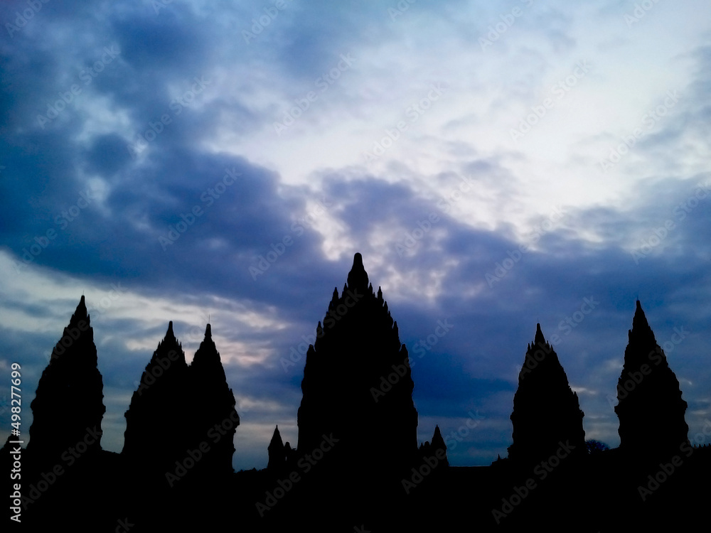 silhouette prambanan temple at noon