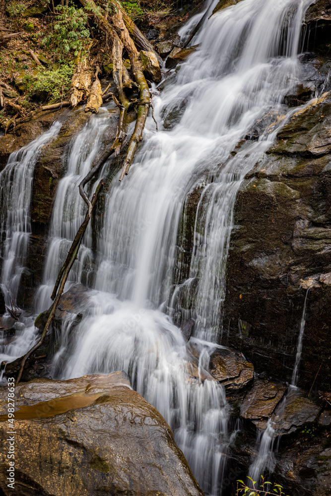 Close up of a portion of the Pearson Waterfalls near Saluda, NC
