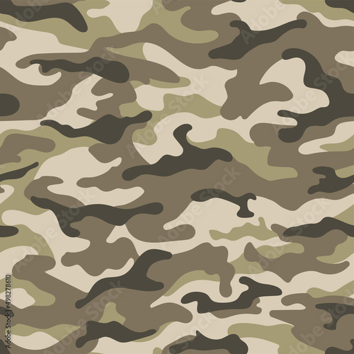 Khaki military camouflage seamless pattern. Vector