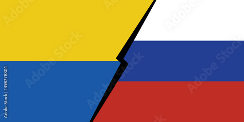 Flags of the Ukraine and Russia. Ukraine vs Russia. the fight between two nations
