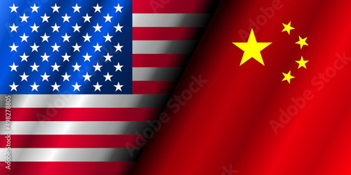 Flags of the USA and China. USA vs China. America vs China photo