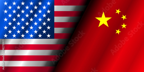Flags of the USA and China. USA vs China. America vs China