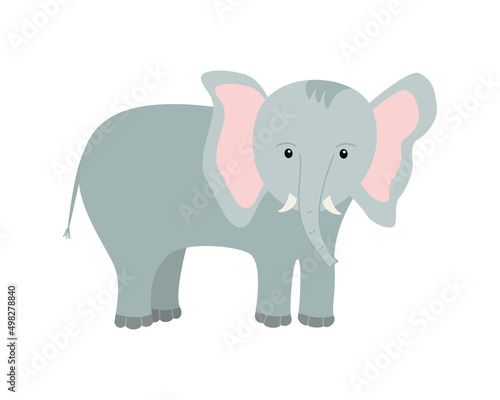 Cute cartoon elephant. Vector illustration of an African animal isolated on white
