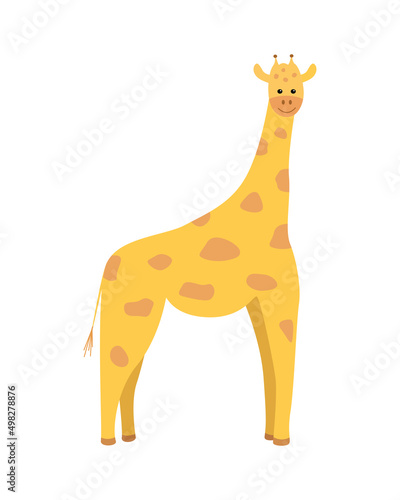 Cute cartoon giraffe. Vector illustration of an African animal isolated on white