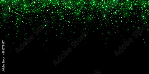 Wide green glitter shiny holiday confetti. Vector