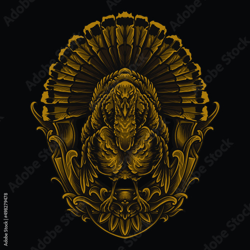 artwork illustration and t shirt design turkey  engraving ornament