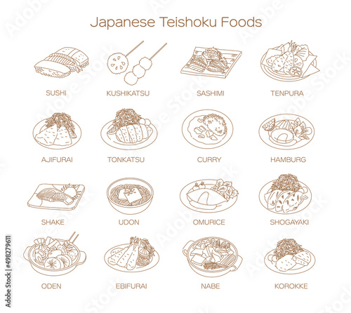 Japanese Teishoku Foods icon set