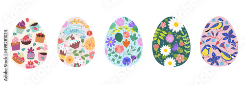 happy Easter. A set of colored Easter eggs.