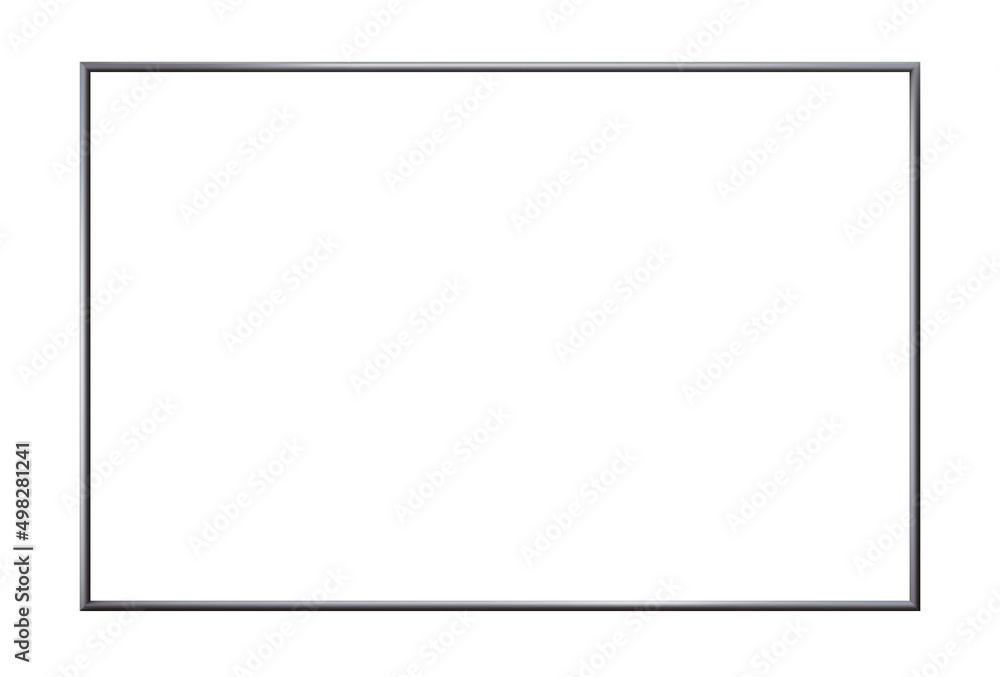 Realistic metal or silver dark frame. Rectangle slender border isolated. Vector. Realistic metal or silver dark frame. Rectangle slender border isolated. Vector.