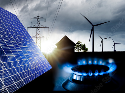 Nachhaltige Energie aus Gas, Wind- und Solarpark