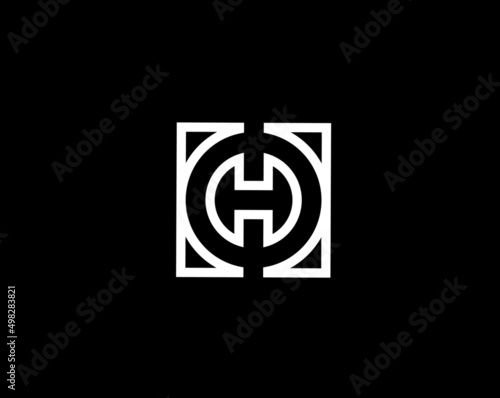 ho oh o h initial letter logo isolated on black background