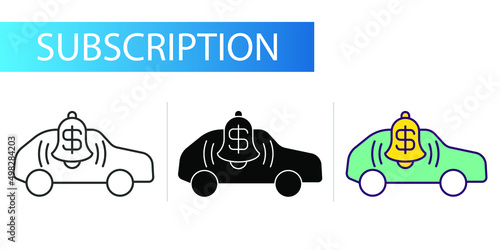 car subscription. Icons set for web design