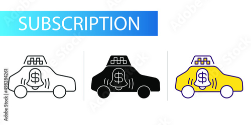 taxi subscription. Icons set for web design