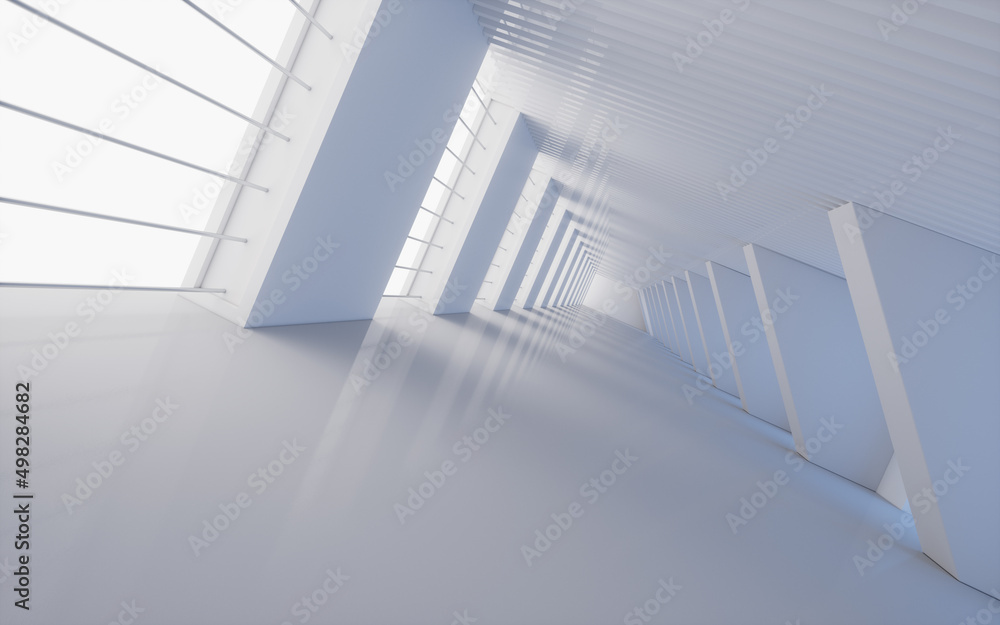 Obraz premium Empty white tunnel, 3d rendering.
