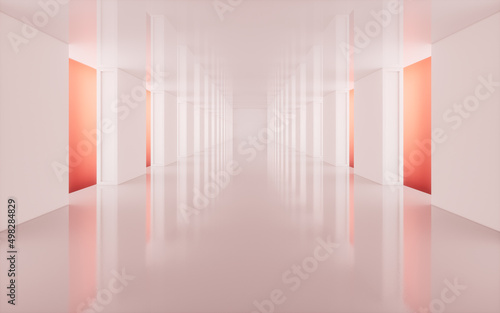 Empty white tunnel, 3d rendering.