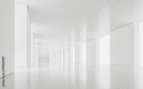 Empty white tunnel, 3d rendering.