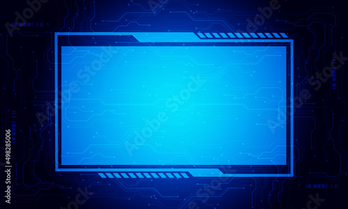 Abstract dark blue circuit cyber technology futuristic with monitor screen blank space design modern creative background vector