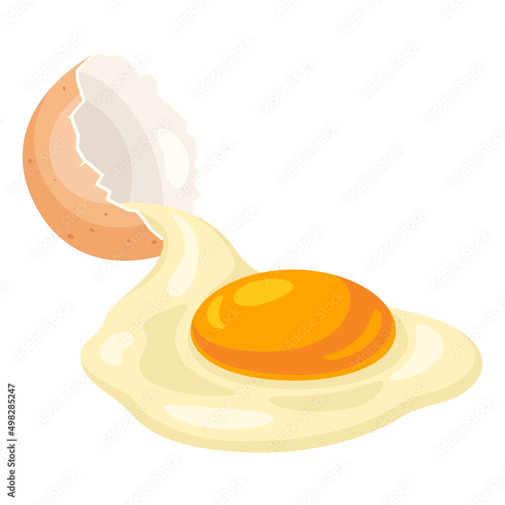 Illustration of broken chicken eggshell and liquid egg. Image for food and agricultural industries. Illustration of broken chicken eggshell and liquid egg. Image for food and agricultural industries.
