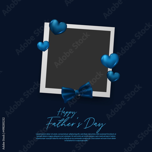 Memories of dad, love father s day with frame and blue hearth and tie illustration concept for greeting card