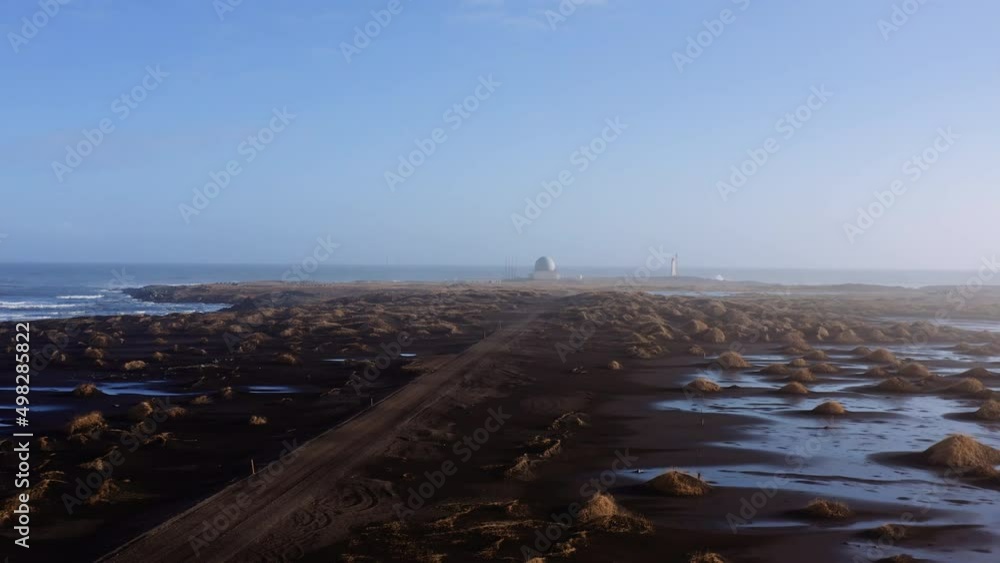 custom made wallpaper toronto digitalDrone Along Black Sand Beach Towards Stokksnes Observatory