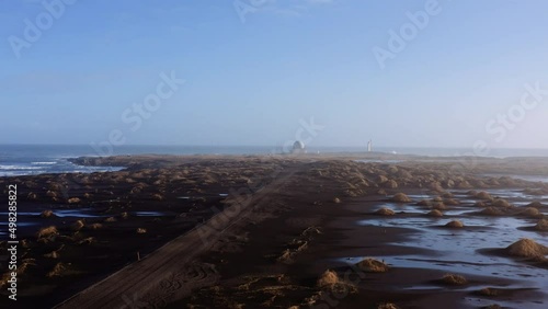 Wallpaper Mural Drone Along Black Sand Beach Towards Stokksnes Observatory Torontodigital.ca