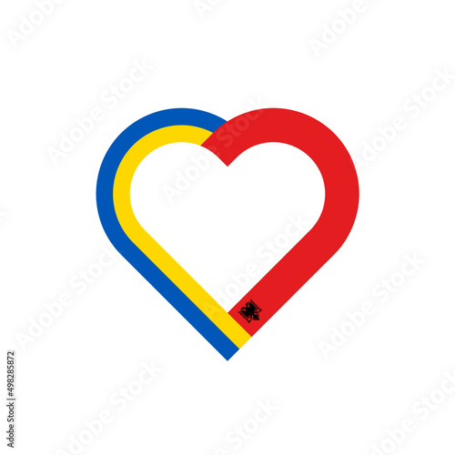 heart ribbon icon of ukraine and albania flags. vector illustration isolated on white background