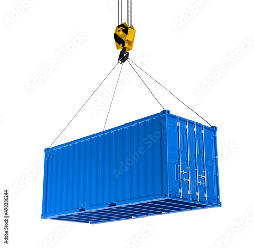 Blue building containers, cargo containers, residential containers. 3d render
