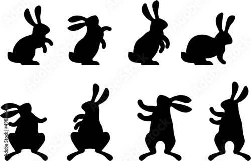 Easter cute rabbit silhouette. Vector cartoon illustration.