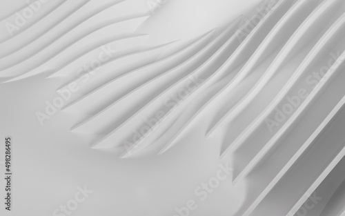 Fototapeta Naklejka Na Ścianę i Meble -  White geometry stripe, minimal background, 3d rendering.