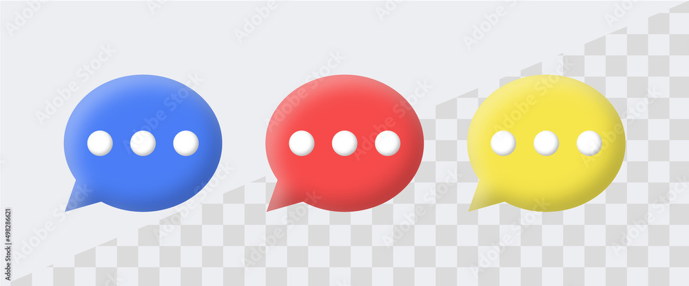 3d message chat speech bubble with three points in 3d modern dialogue bubbles or 3d bubble chat. typing in a chat bubble icon